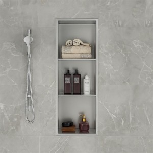 Półka łazienkowa wnękowa Tres z kołnierzem chrom 90 x 30 x 10 cm