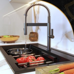 Bateria kuchenna spiralna wyciągana wylewka wysoka gun grey Elara 