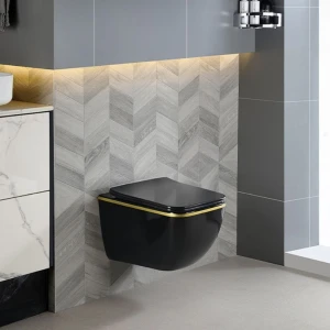 Miska WC wisząca Tornado YUZU-BL-GL-TR-03 czarna deska wolnoopadająca Duroplast