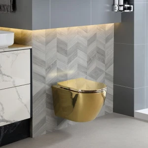 Miska WC wisząca Tornado MIZU-GL-BL-TR-03 złota deska wolnoopadająca Duroplast