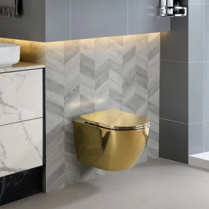 Miska WC wisząca Tornado MIZU-GL-WH-TR-03 złota deska wolnoopadająca Duroplast