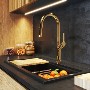 Bateria kuchenna złota Nokka wyciągana wylewka