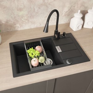 Zlewozmywak jednokomorowy z ociekaczem Franke Sirius Sid 2.0 S2D 611-78 XL czarny onyx z baterią Flexo 