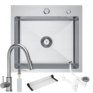 Zlew stalowy Steel Sink 50 New + bateria + syfon + mata  + dozownik