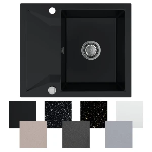 Zlewozmywak granitowy Obsidian 1KKO + syfon