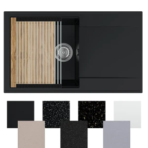 Zlewozmywak granitowy SINK 55L + syfon + deska + rollmata