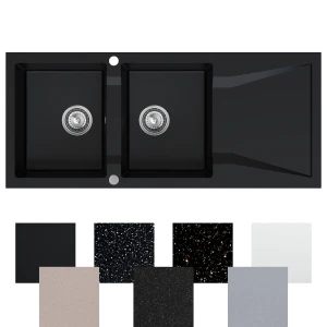 Zlewozmywak granitowy Obsidian 2KDO + syfon