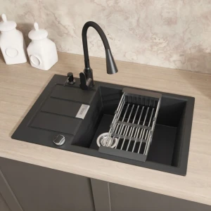 Zestaw - zlew Franke S2D 611-78 XL - bateria Flexo - dozownik - koszyk