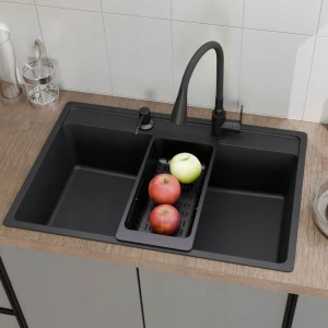 Zestaw - Zlewozmywak Franke Maris MRG 610-72 czarny mat - bateria elastyczna - akcesoria 