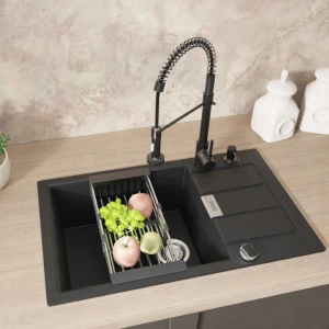 Zestaw - Zlewozmywak Franke S2D 611-78 XL - bateria spiralna - dozownik - ociekarka