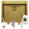 Zestaw gotowy do montażu zlewu stalowego Steel Sink 65 z akcesoriami gold.jpg
