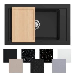 Zlew jednokomorowy granitowy duża komora 60 cm Sink Quality Modena + syfon